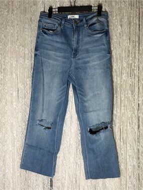 YMI Light Blue Distressed Cropped Jeans